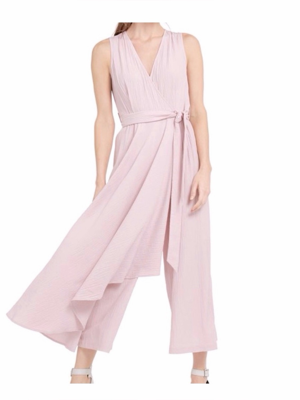 NWT Calvin Klein Blush Pink Sleeveless Wrap Jumpsuit